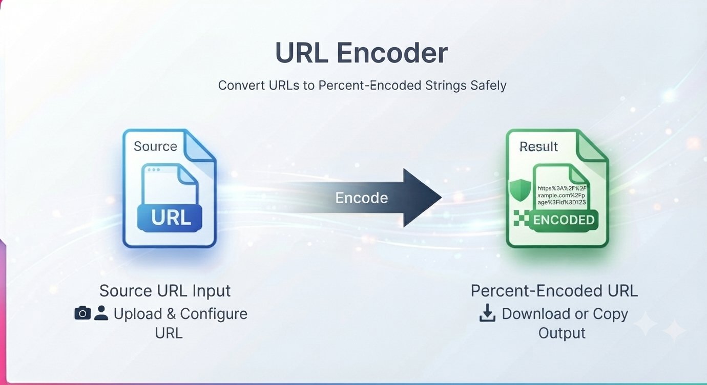 URL Encoder converting a source URL into a percent-encoded result