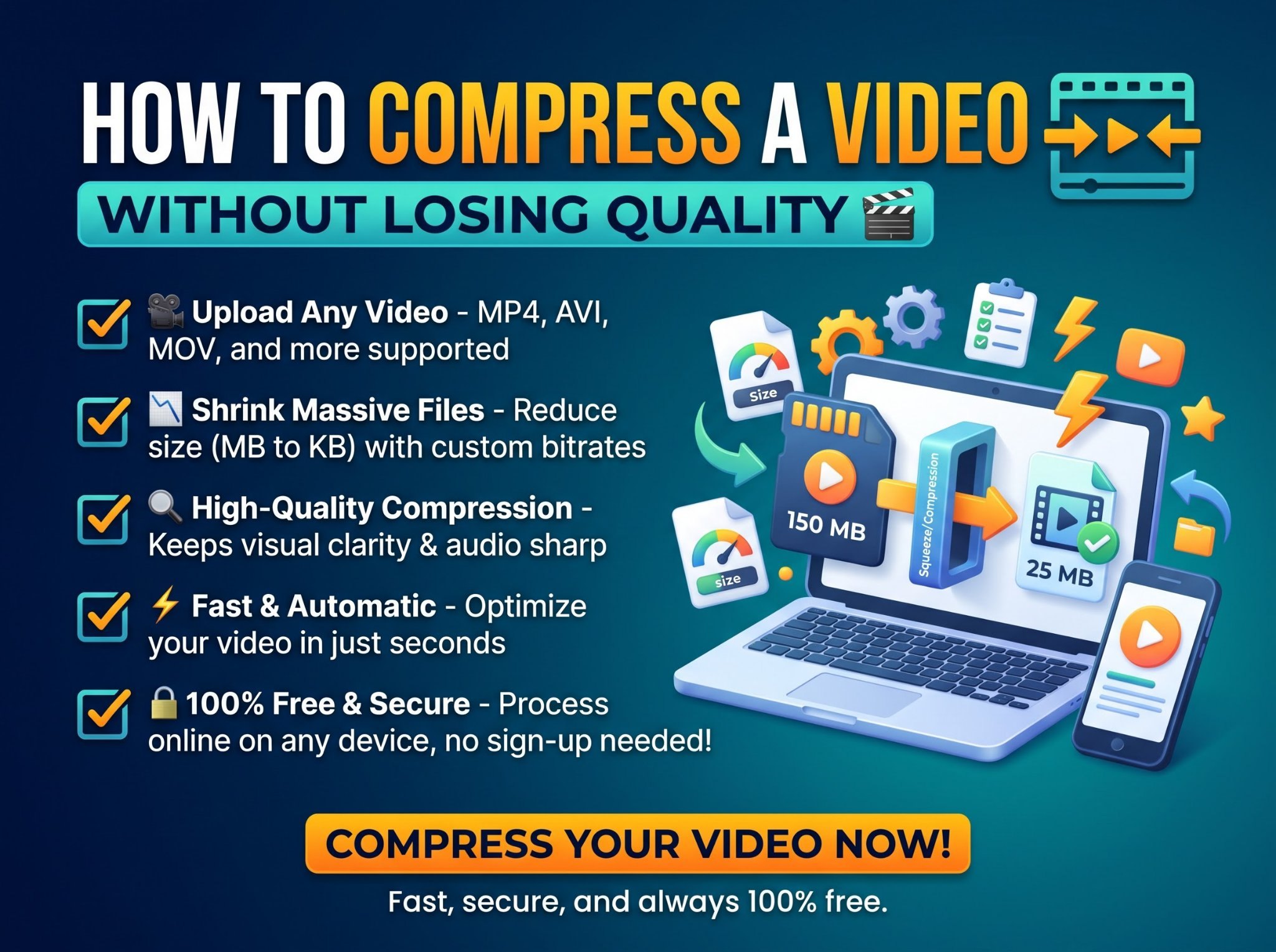How to compress a video without losing quality — shrink large video files for Discord, WhatsApp and email, free online